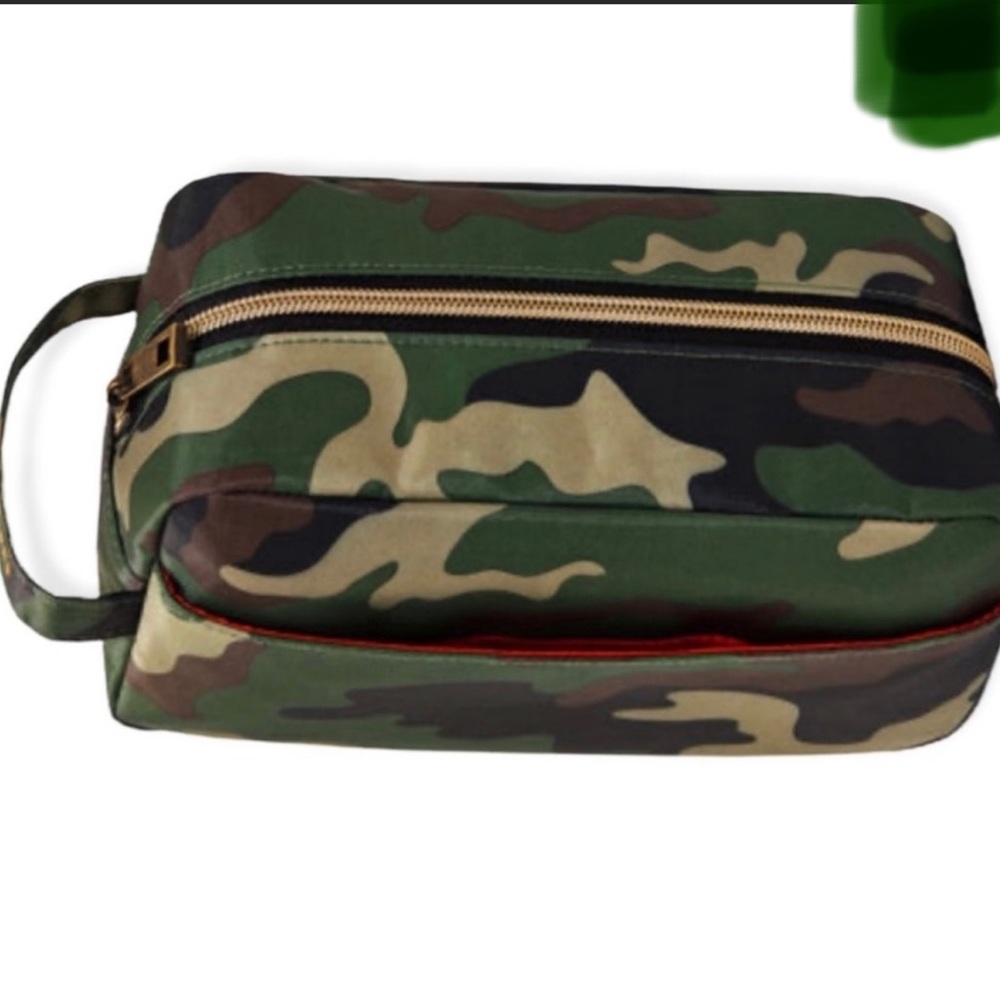 💙TOILETRY TRAVEL BAG CAMOUFLAGE GREEN BROWN BLACK BEIGE w ZIPPER BRAND NEW B&BW